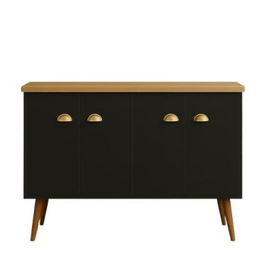 Imagem de Aparador Buffet Portas Com Pés Retro(NATURE/PRETO)