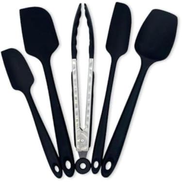 Imagem de Conjunto de silicone, cozinha, espatulas e pegador, alimentos, utensilios, resistente, flexivel, 5 pecas,