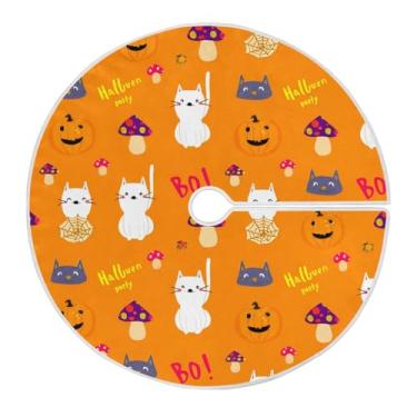 Imagem de JUZIHAI Saia de árvore de Natal para gatos de Halloween, tapete redondo de 91 cm, enfeites de Natal para decoração de festa em ambientes internos e externos