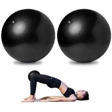 Imagem de AOAVE Pacote com 2 bolas de pilates, mini bolas de exercícios de ioga, bola pequena de 22 cm para pilates, ioga, treinamento básico e fisioterapia, melhora o equilíbrio (preto)