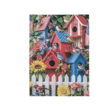 Imagem de Birdhouses Flores Cerca Pequenas Bandeiras para Varanda Externa 30 x 45 cm Bandeiras Verticais Dupla Face para Decoração Externa