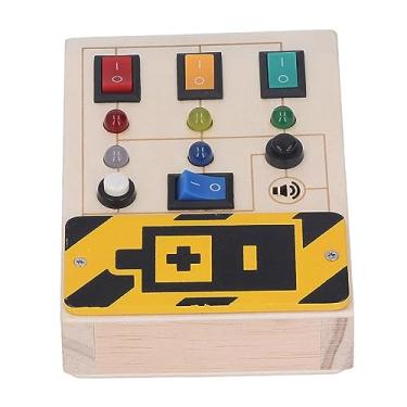 Imagem de Cryfokt O Diodo Emissor de Luz Ilumina Acima O Brinquedo Interativo Educacional do Enigma da Placa Sensorial para Crianças, Brinquedo Silencioso do Interruptor de Luz de Madeira para O Curso