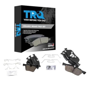 Imagem de TRQ Pastilhas de freio de cerâmica compatíveis com 2018-2019 Jaguar E-Pace 2017-2019 F-Pace 2017-2020 XE XF 2015-2019 Land Rover Discovery Sport 2016-2019 Range Rover Evoque 2018-2020 Range Rover