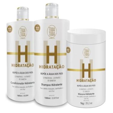 Imagem de Kit Hidratação Profissional, Shampoo 1L, Condicionador 1L, Máscara 1kg, para Cabelos Ressecados