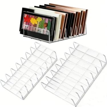 Imagem de WECHENG Pacote com 2 organizadores de paleta de maquiagem de sombra acrílica: organizador de maquiagem para gaveta - estojo de exibição cosmética de 7 seções para bancada - acessórios de armazenamento