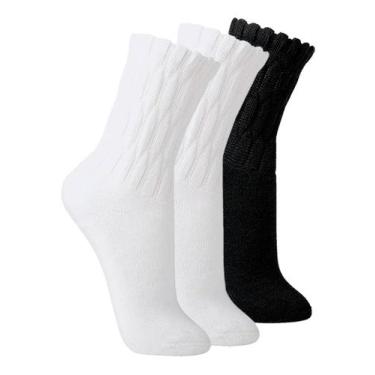 Imagem de Kit com 3 Pares de Meias Aeróbica Lupo 4810-003 Colorido, Branco, 33-3