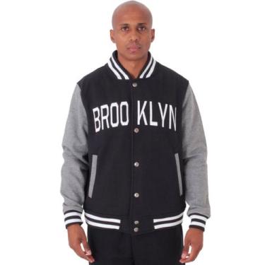 Imagem de Jaqueta College Moletom Masculina M10 Hoop Brooklyn, Preto, P