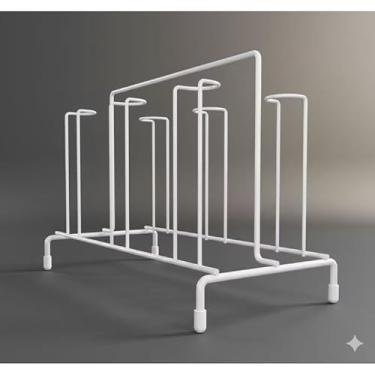 Imagem de Porta Copos Escorredor 6 Posições Suporte Organizador para Cozinha Pia Mesa Copo Vidro e Xicara (Cromado)