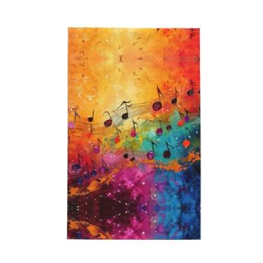Imagem de XLLingL Toalhas de cozinha com estampa de notas musicais coloridas, panos de prato de microfibra, para decoração e limpeza de cozinha - 1 peça