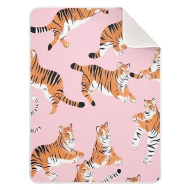 Imagem de Blueangle Cobertores de bebê de tigre brincalhão para cochilo de carrinho de bebê, 76 x 101 cm, cobertores aconchegantes e macios unissex para meninos, meninas, crianças, bebês (181)