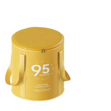 Imagem de Balde de banho de spa dobrável com tampa, banheira de imersão portátil profunda para adultos, design termostático e de cintura alta (tampa - amarelo manga)