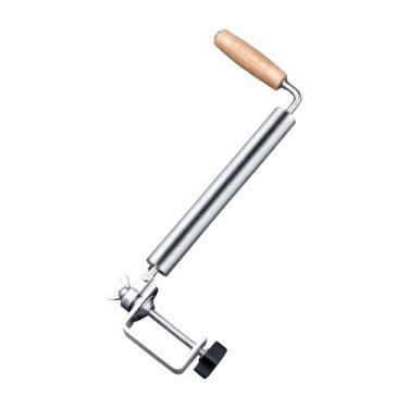 Imagem de MotiveTech Rolo de massa em aço inoxidável para uso doméstico, com cabo de madeira e grampo para mesa, ideal para macarrão, biscoitos, pizza, bolinhos e massa