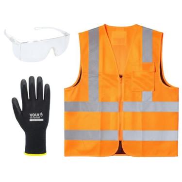 Imagem de Kit EPI Colete Segurança Refletivo Luva Tátil e Óculos Sky Clear - Bra