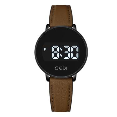 Imagem de CARLIEN Relógio feminino fashion esportivo digital LED com tela sensível ao toque, calendário, pulseira de silicone, vestido minimalista, à prova d'água, relógio de pulso feminino, Marrom, Fahsion