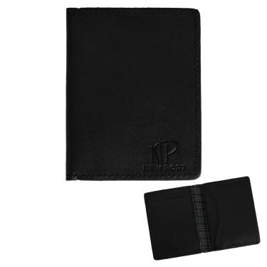 Imagem de Carteira Masculina Couro Legítimo Porta Cartão Slim Preta