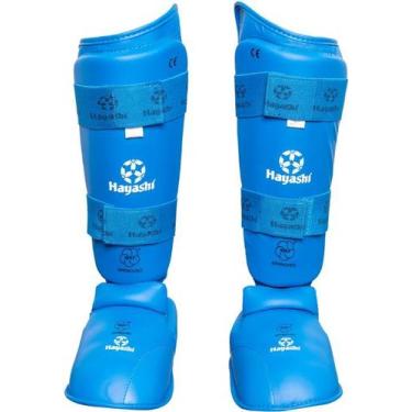 Imagem de Caneleira e Protetor de Pé para Karate - Hayashí - Homologado WKF, Azu