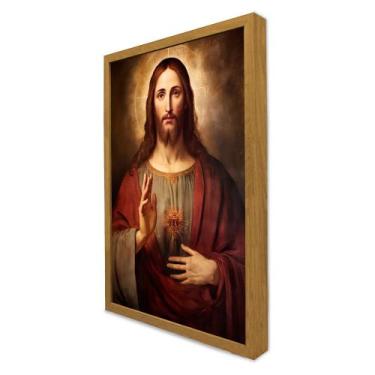 Imagem de Quadro Decorativo Jesus Cristo em Moldura Caixa - TaColado, 80 x 120cm