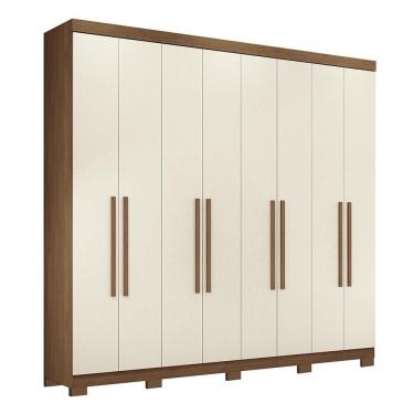 Imagem de Guarda Roupa Casal Master New 8.4 8 Portas de Bater 4 Gavetas MDP Jatobá-Areia Santos A...