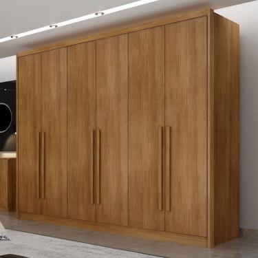 Imagem de Guarda Roupa Casal Bandeira 6 Portas de Bater 8 Gavetas MDF Cumaru 23 Móveis Novo Horizonte