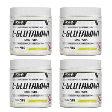 Imagem de Kit 4 L-Glutamina 100% Pura em pó Sem Sabor 4x250g FNB Sports Nutrition-Unissex