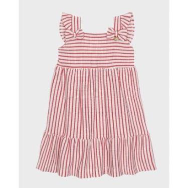 Imagem de Vestido bebê Did Leco com lacinho de verão leve fresquinho - Vermelho e Amarelo - Bebê...