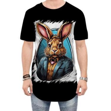Imagem de Camiseta Longline Coelhinho da Páscoa em Retrato 2 - Kasubeck Store®, 