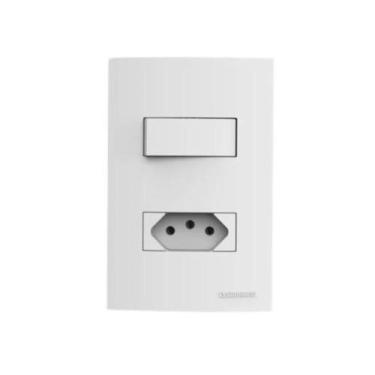 Imagem de Interruptor Simples Branco 10a Com Tomada 2 Polos 20a 250v 4x2 Linha B