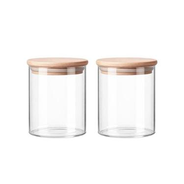 Imagem de kit 2 Potes Vidro Organizador Tampa Bambu Multiuso Alimentos Cozinha A