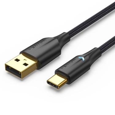 Imagem de Cabo Rápido Usb Para Tipo C com Led Vention Nylon 3a 50cm - Bbacomerci