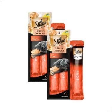 Imagem de Kit 2 Petisco Sheba 24g Cremoso Sabor Atum Gatos com 2 sachê 12g Peso:
