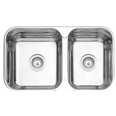 Imagem de Cuba Dupla Tramontina Isis 69x40cm Inox Polido Sobrepor
