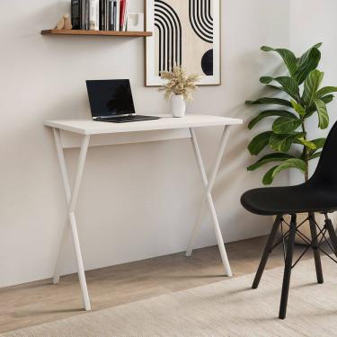 Imagem de Mesa para Computador X 120x60 com Estrutura em Ferro para Escritório - Ferro Branco Tam...