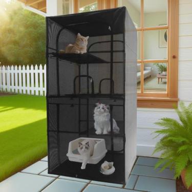 Imagem de Gaiola para Gatos Deblue 4 Andares 92x92x184cm para Área Externa