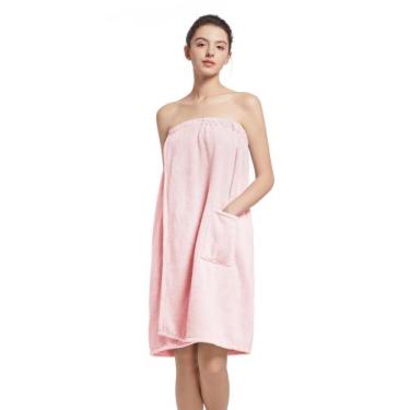 Imagem de Robe Wubbept Feminino Toalha Envolvente Macia Plush Rosa 85 cm