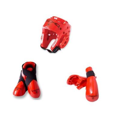 Imagem de Combo de Taekwondo 5 Peças Vermelho Adulto P - Marca Própria