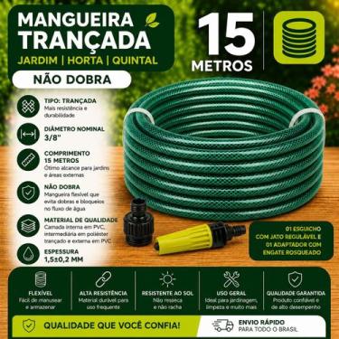 Imagem de Mangueira Jardim 15 Metros Com Esguicho Engate Trançada Reforçada Flex