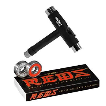 Imagem de Bones Rolamentos Reds Pacote com 8 para Skates, Longboards, Scooters, Spinners (Com Ferramenta)