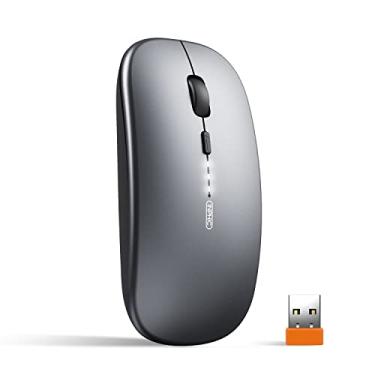 Imagem de INPHIC Mouse Sem Fio Silencioso 2.4G, 1600 DPI, Cinza, 4 Botões, 10 Metros, Receptor USB, Bateria Visível, PC, Notebook, Mac, MacBook, Windows