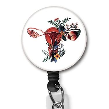 Imagem de Yzkkbi Uterus Wall Art Rolo de crachá retrátil porta-crachá com clipe de jacaré e crachá de nome para funcionários de escritório