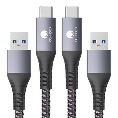 Imagem de Cabo USB C UP 10 Gbps, CONMDEX (pacote com 2) USB-C 3.1 Geração 2 USB-A Android Auto Cable, 3A Cabo de transferência de dados de sincronização de carregamento rápido para Samsung Galaxy S10/S9/S8 Note 9/8, 1,6 m