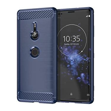 Imagem de HONGYAN Capa de telefone Textura escovada Caixa TPU à prova de choque de fibra de carbono para Sony XZ3 Capa protetora