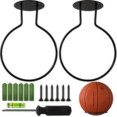 Imagem de YOOHUA 2 peças Sporta Suporte de bola para armazenamento de bolas esportivas de aço para basquete, voleibol, futebol de rúgbi