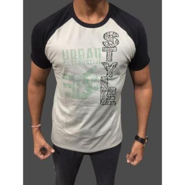 Imagem de Camiseta Estilo Hurbano Urban Style Raglan T-Shirt Preto E Branco - No