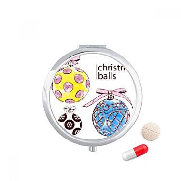 Imagem de Estojo de comprimidos com estampa de doces redondo Merry Christmas Caixa de armazenamento de medicamentos Dispensador de recipiente