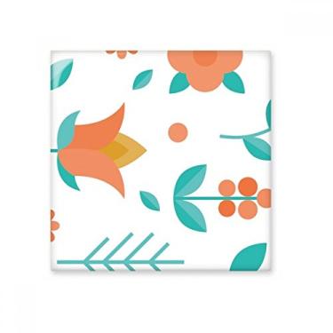 Imagem de Azulejo cerâmico brilhante laranja verde flor planta pintura de planta vitrificado tijolo adornado pedra