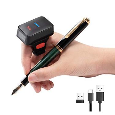 Imagem de Tera Scanner de código de barras de anel sem fio 1D 2D QR de desempenho extremo profissional com Bluetooth, velocidade de digitalização extra rápida ultra alta resolução mini leitor de código de barras de dedo vestível modelo HW0010
