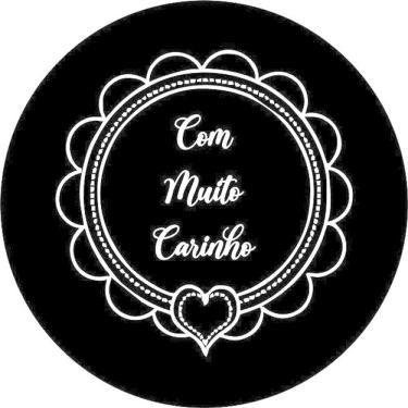 Imagem de Etiqueta Adesiva Com Muito Carinho 01 Redonda 3 cm 50 un.