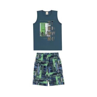 Imagem de Conjunto Infantil Elian Camiseta Regata Cavada Com Bermuda Menino Moda Verão