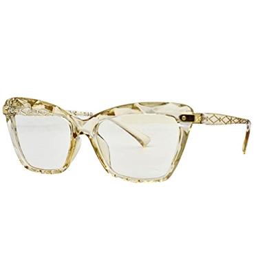 Imagem de Óculos de computador unissex anti-bloqueio de luz azul para mulheres e homens Cat Eye Frame para jogos Óculos anti-fadiga ocular champanhe