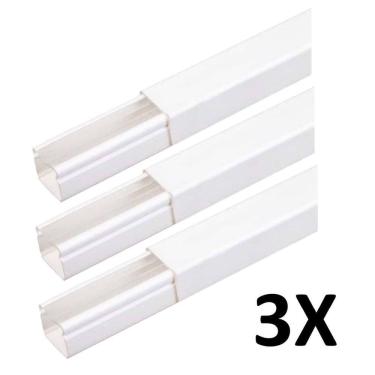 Imagem de Kit 3 Canaletas Cabos Fios Fita Dupla Face 2Mt Branco